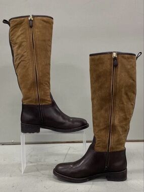 Tory Burch Two-Tone Brown Leather and Suede Over-the-Knee Boots size 7.5